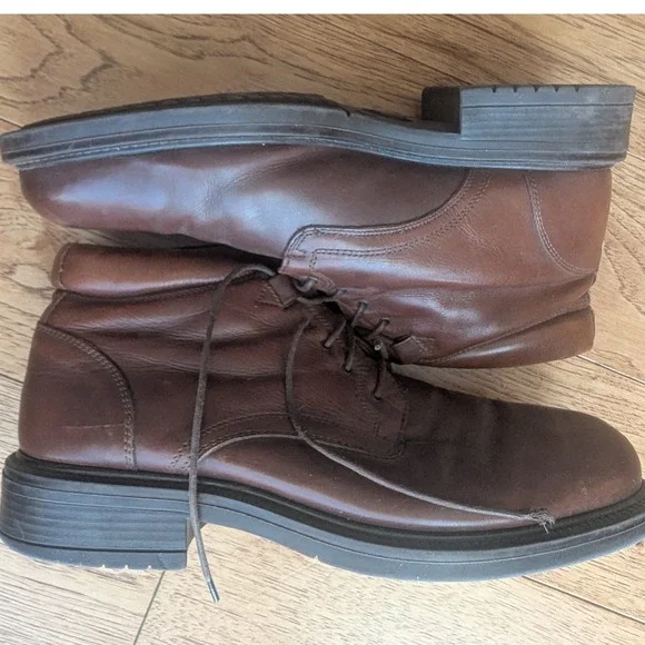 Vtg Bass Brown Leather Ankle Boots Made in Italy Mens 10.5 Derby Shoes Oxfords
